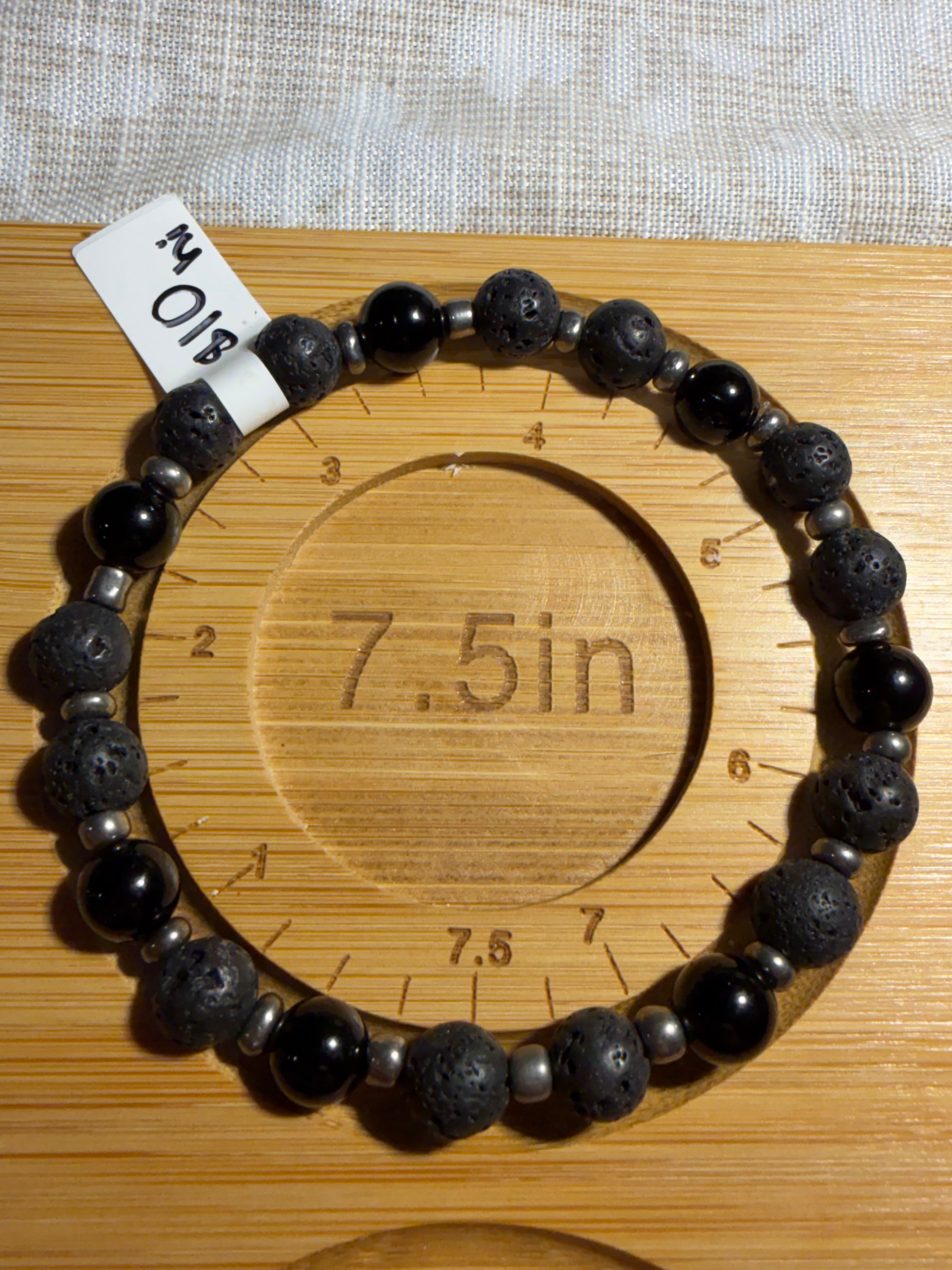 Lava Stone & Obsidian 7.5 inch stretchy bracelet