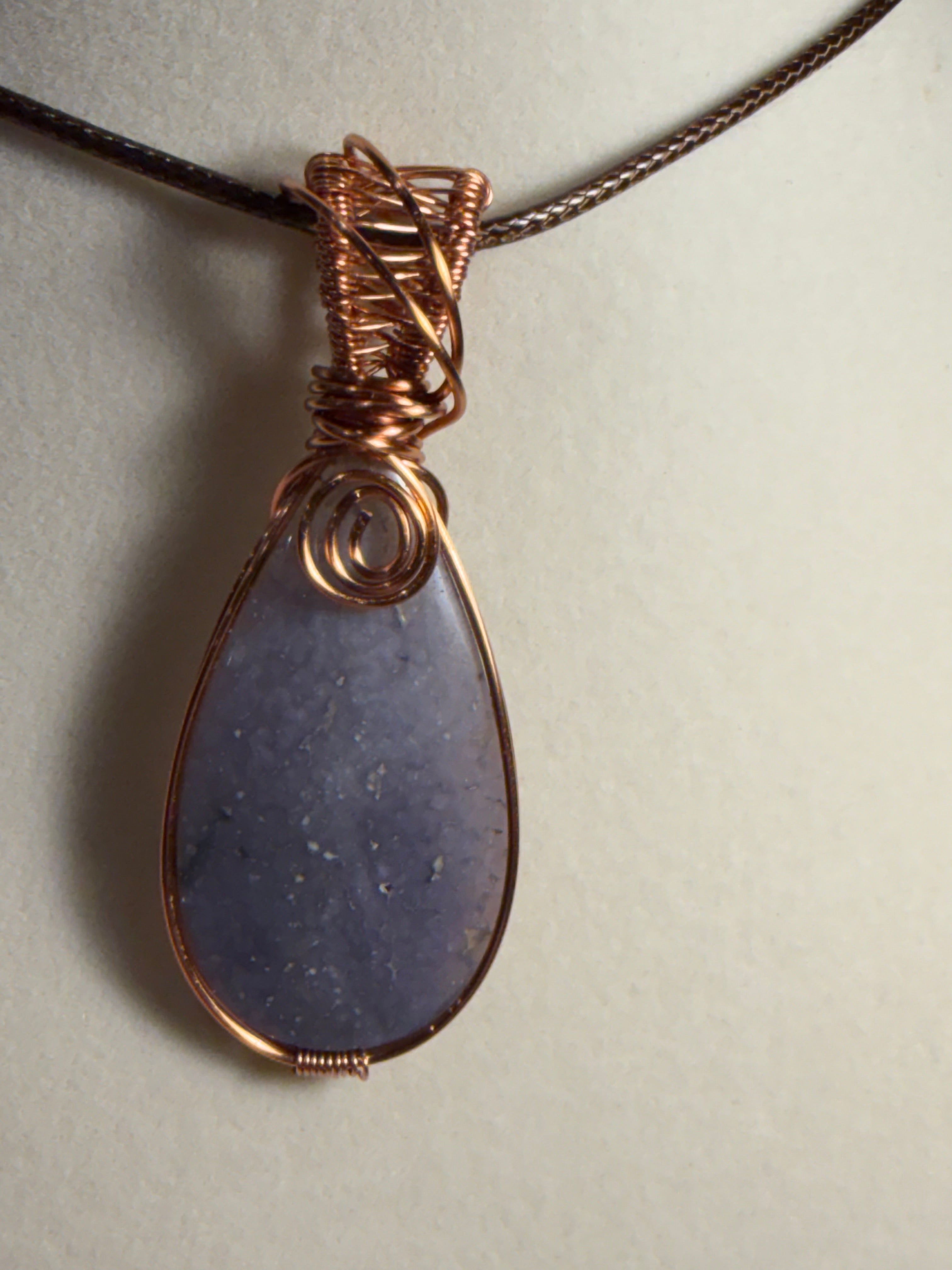 Grape Agate copper wire-wrapped pendant