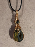 Geode & Hematite copper wire-wrapped pendant