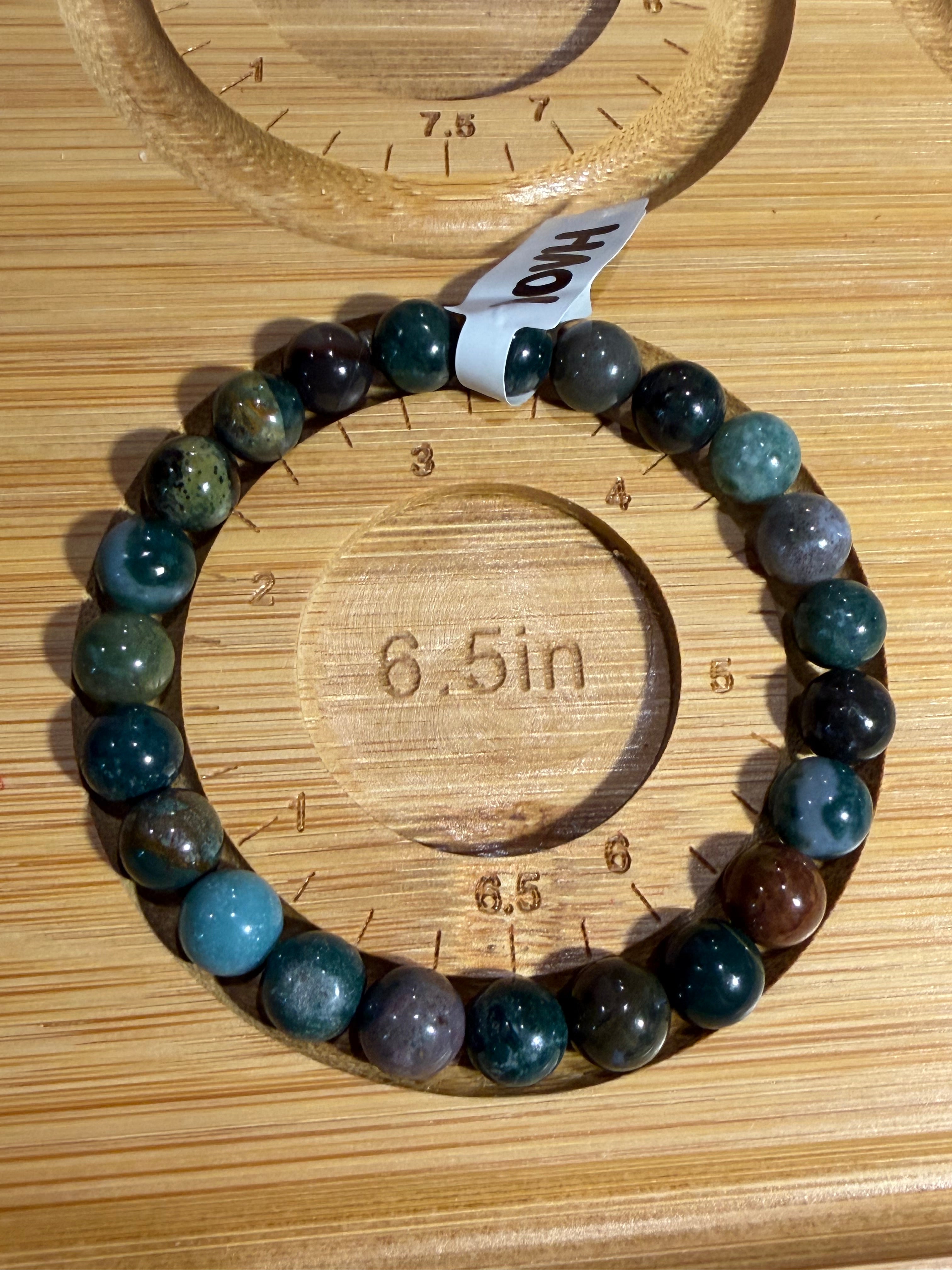 Indian Agate 6.5 inch beaded stretchy bracelet