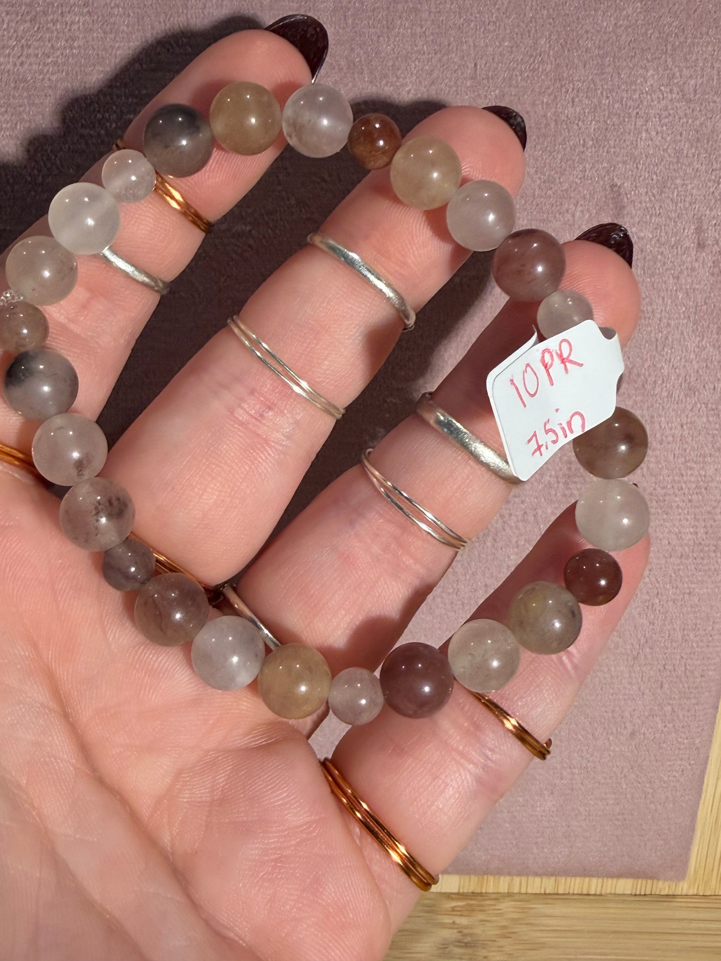 Violet Agate 7.5 inch beaded stretchy bracelet