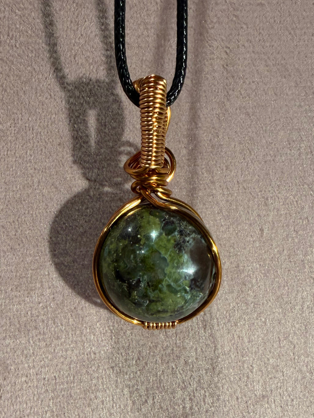 Dragon Stone mini sphere copper wire-wrapped pendant