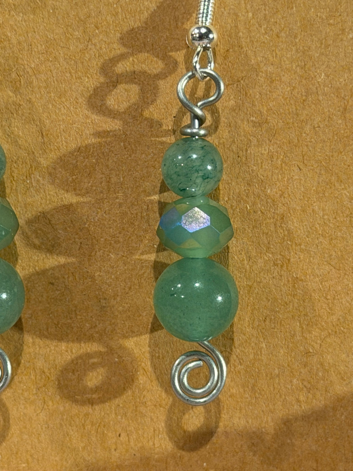 Green Aventurine & glass beaded earrings