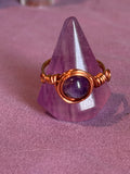 Amethyst size 9 copper wire-wrapped ring