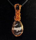 Zebra Jasper & Obsidian copper wire-wrapped pendant