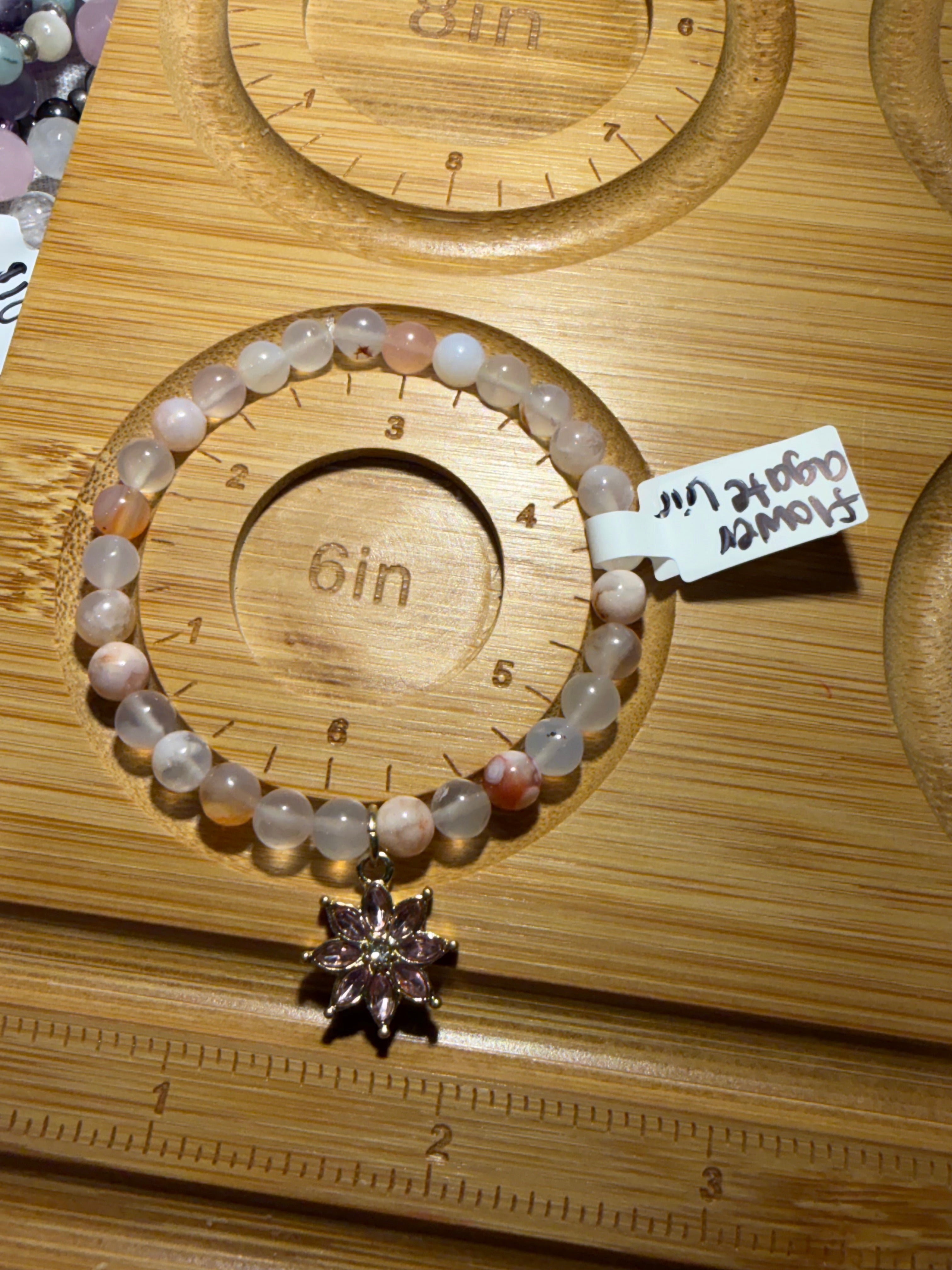 Flower Agate 6 inch stretchy bracelet