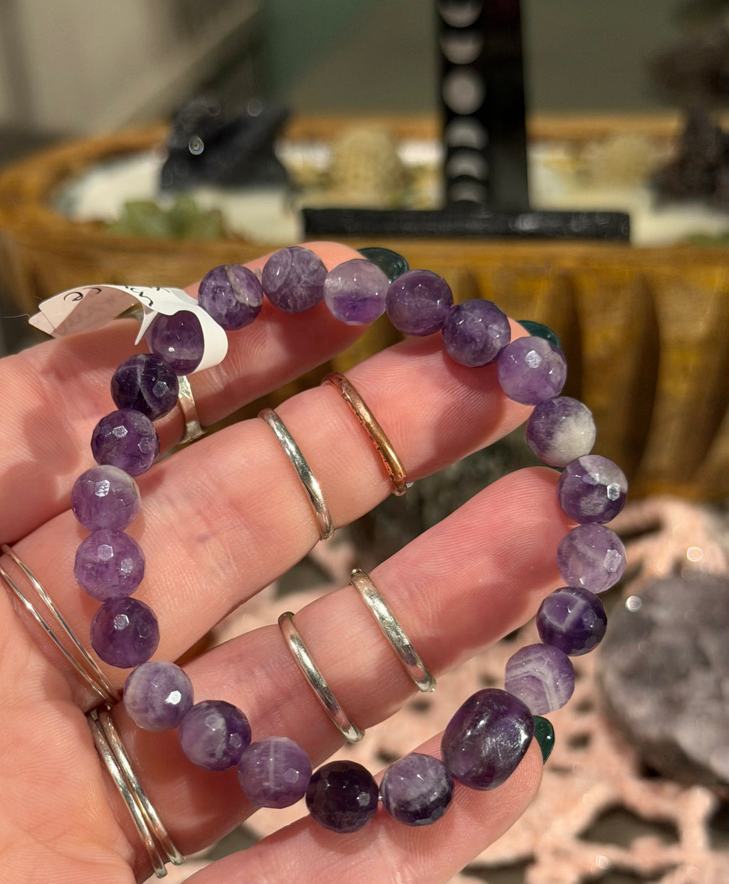 faceted Amethyst 6.5-inch stretchy bracelet