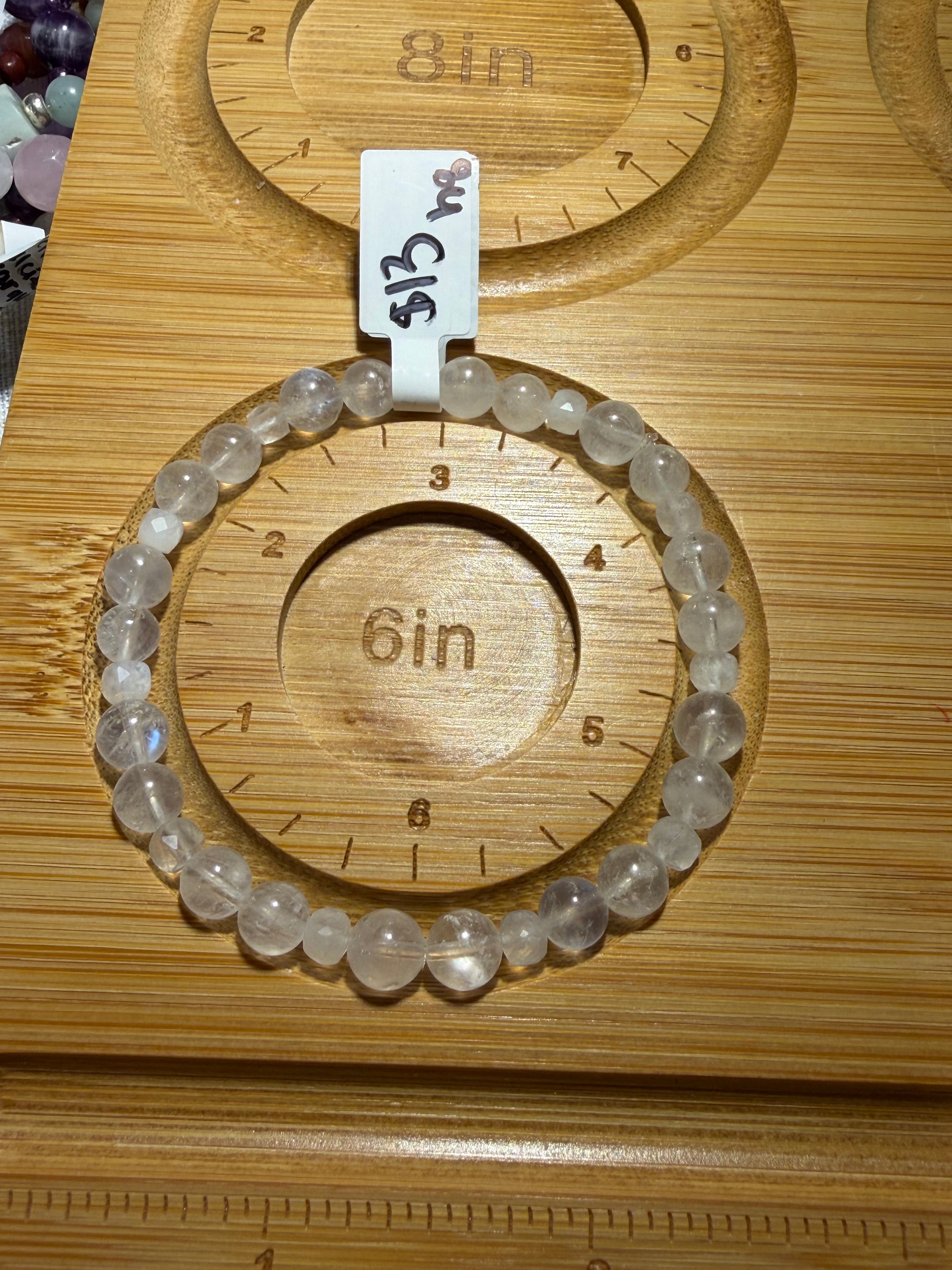Rainbow Moonstone 6 inch stretchy bracelet
