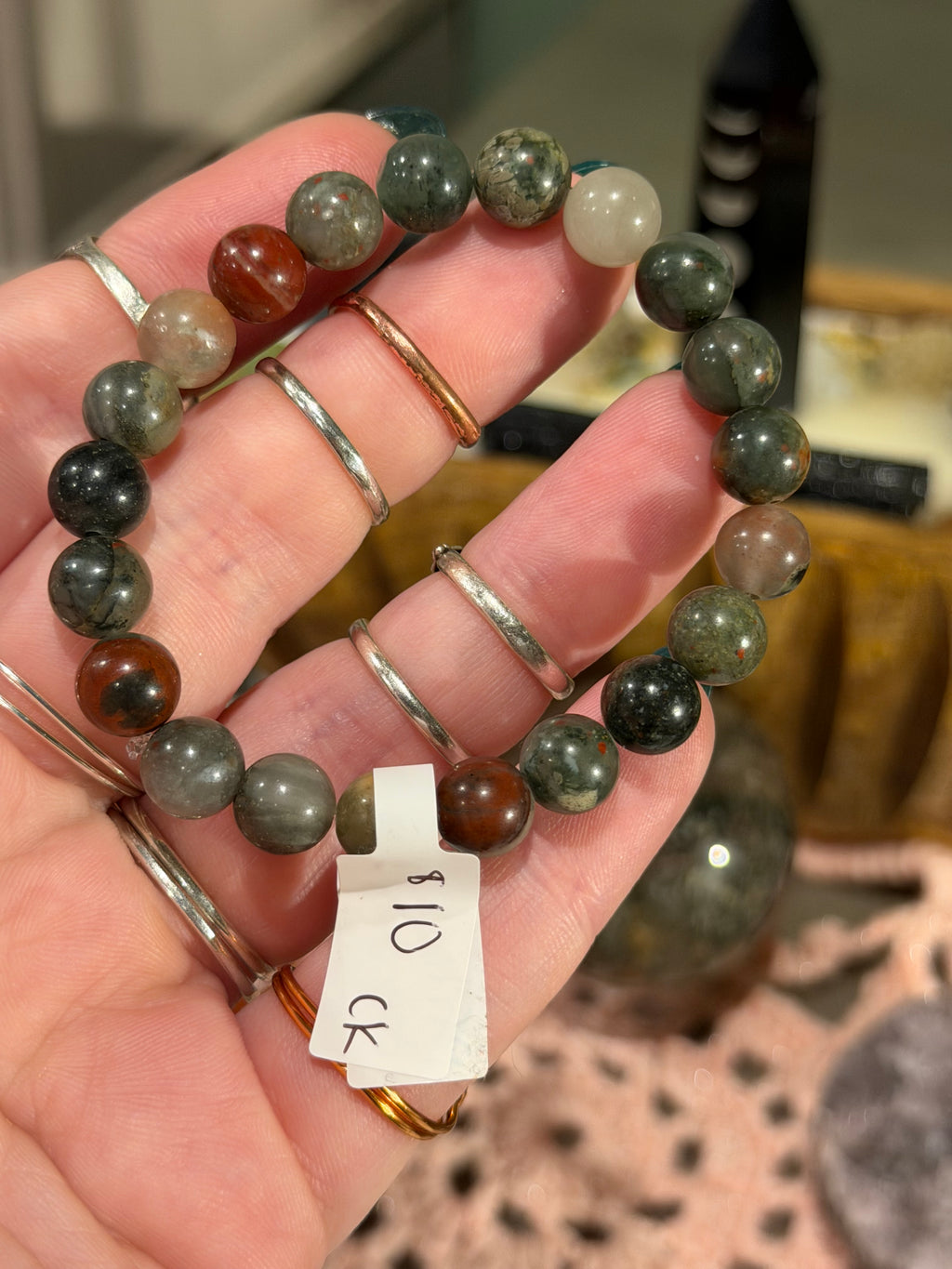 African Bloodstone 6-inch stretchy bracelet