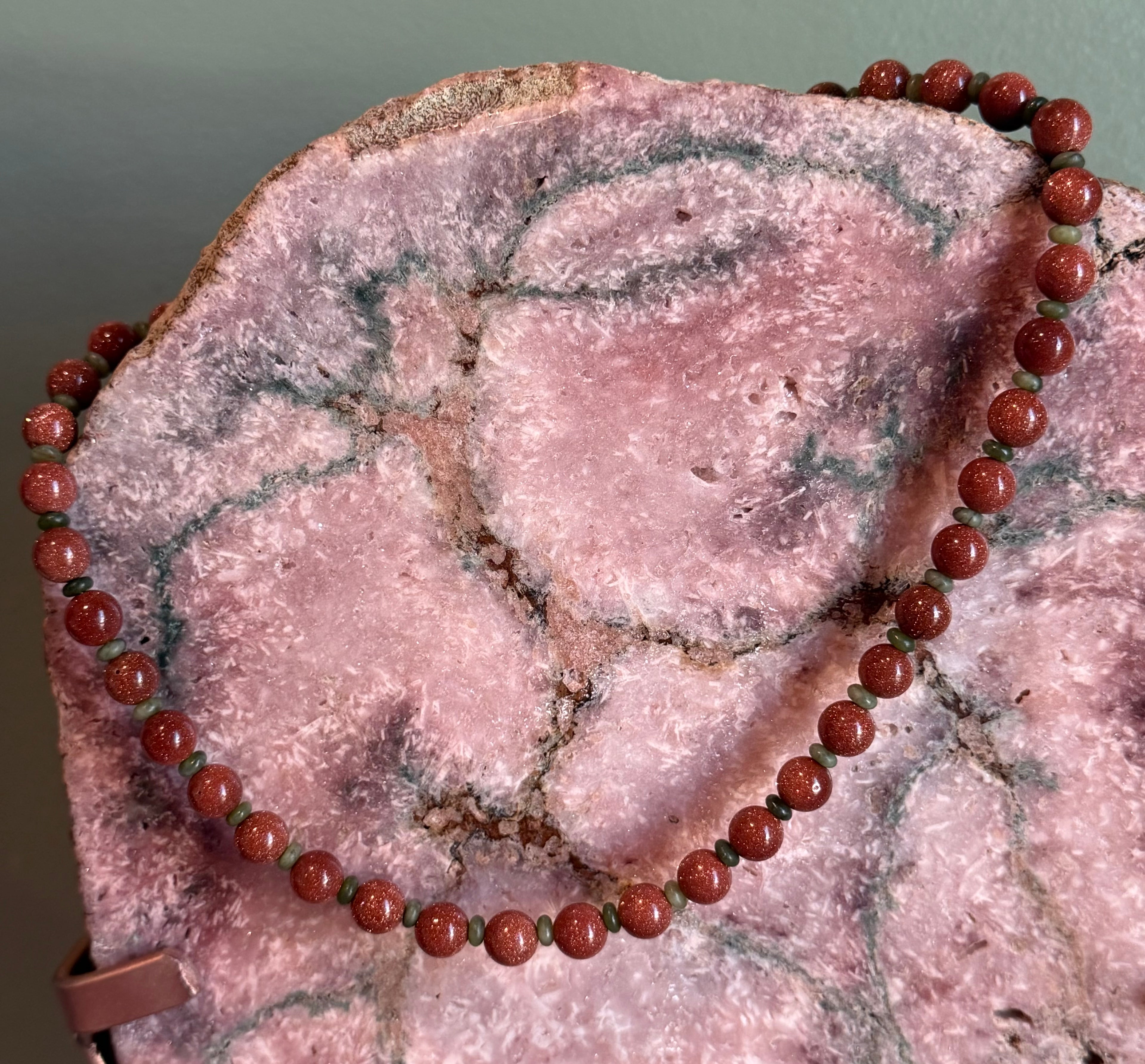 Sandstone & Jade beaded necklace