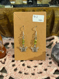 Jade & glass beaded butterfly earrings