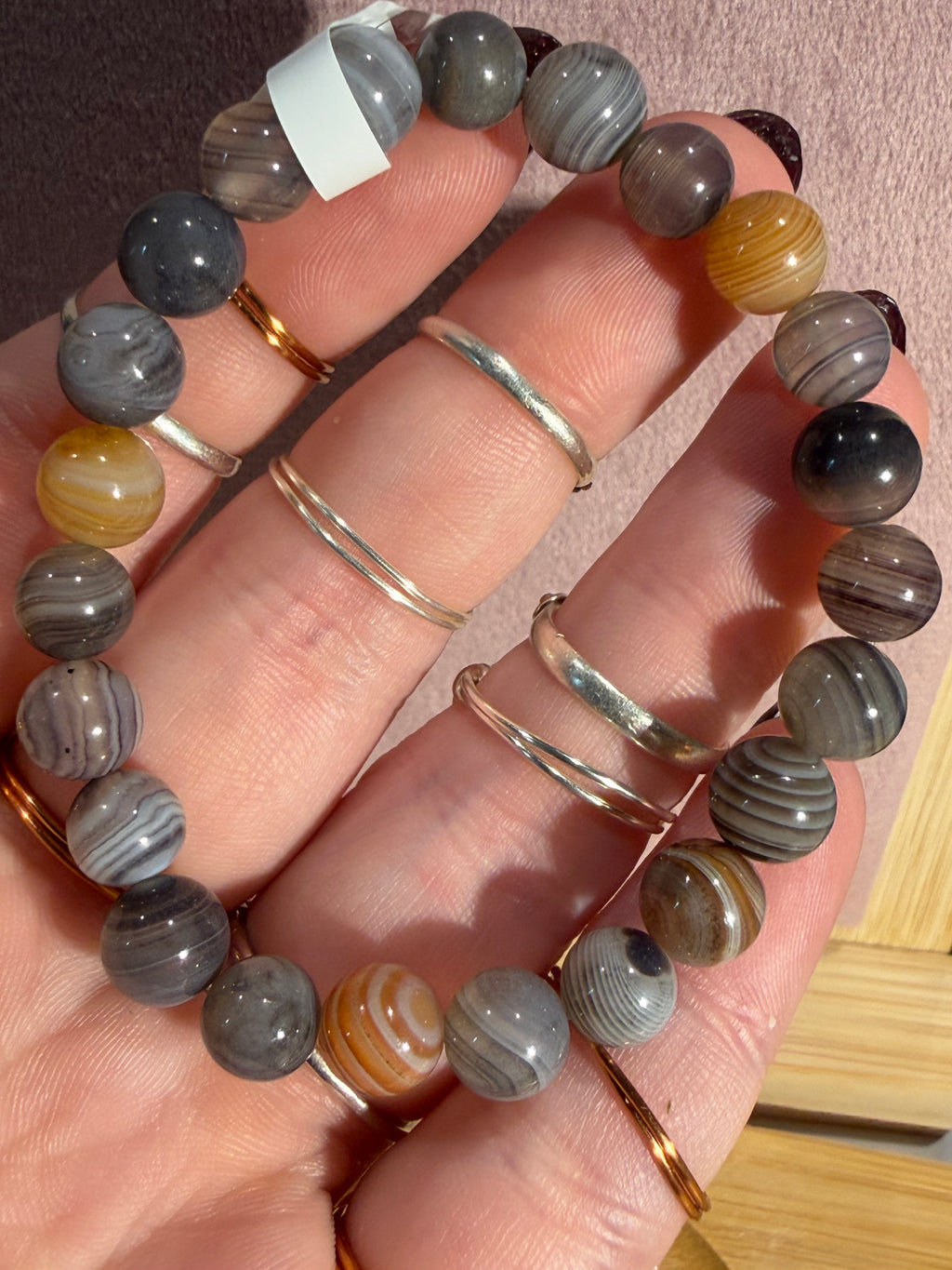 Botswana Agate 6.5 inch beaded stretchy bracelet
