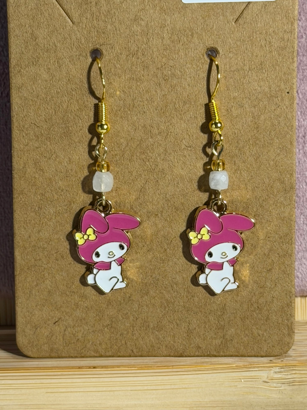 Moonstone bunny character earrings