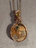 Pink Stick Agate & Citrine copper wire-wrapped pendant