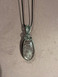 Lepidolite & Rose Quartz stainless steel wire-wrapped pendant