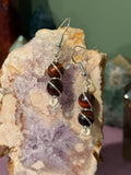 Double Red Tiger's Eye silver-tone copper wire-wrapped earrings