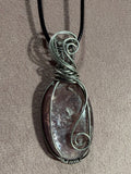 Lepidolite stainless steel wire wrapped pendant