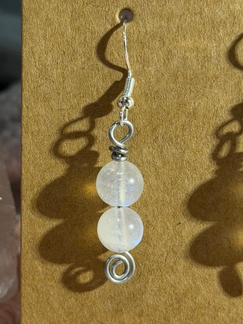 Moonstone double beaded earrings
