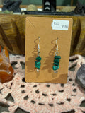 Malachite chip beaded earrings