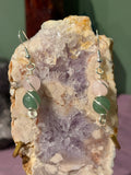 Rose Quartz & Green Aventurine silver-tone copper wire-wrapped earrings