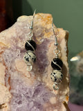 Obsidian & Dalmatian Jasper silver-tone copper wire-wrapped earrings