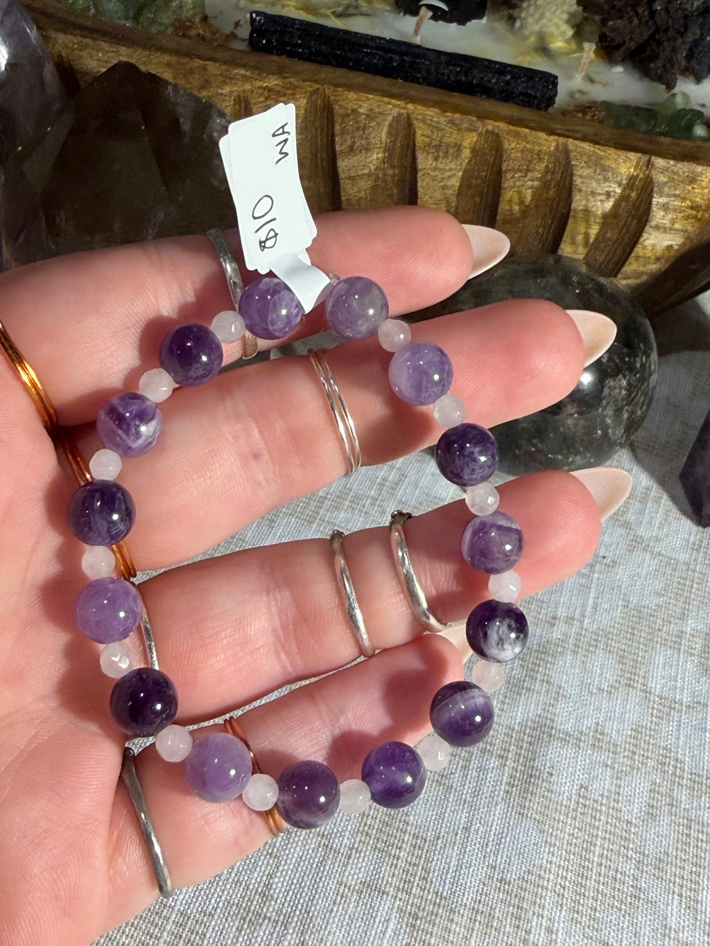 Amethyst & Rose Quartz 6 inch bracelet
