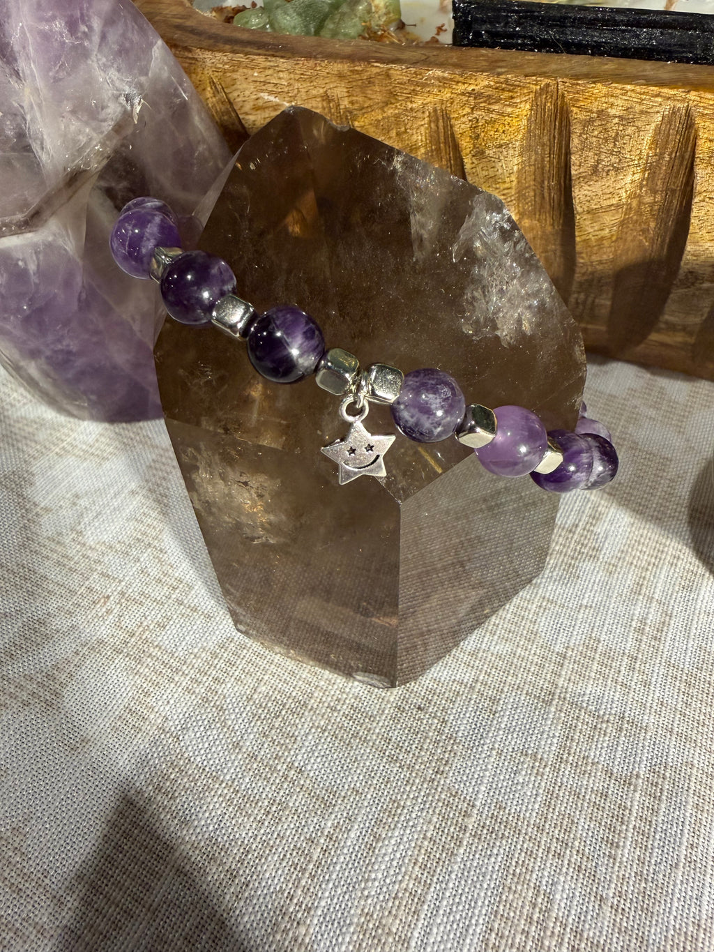 Amethyst 8 inch stretchy bracelet