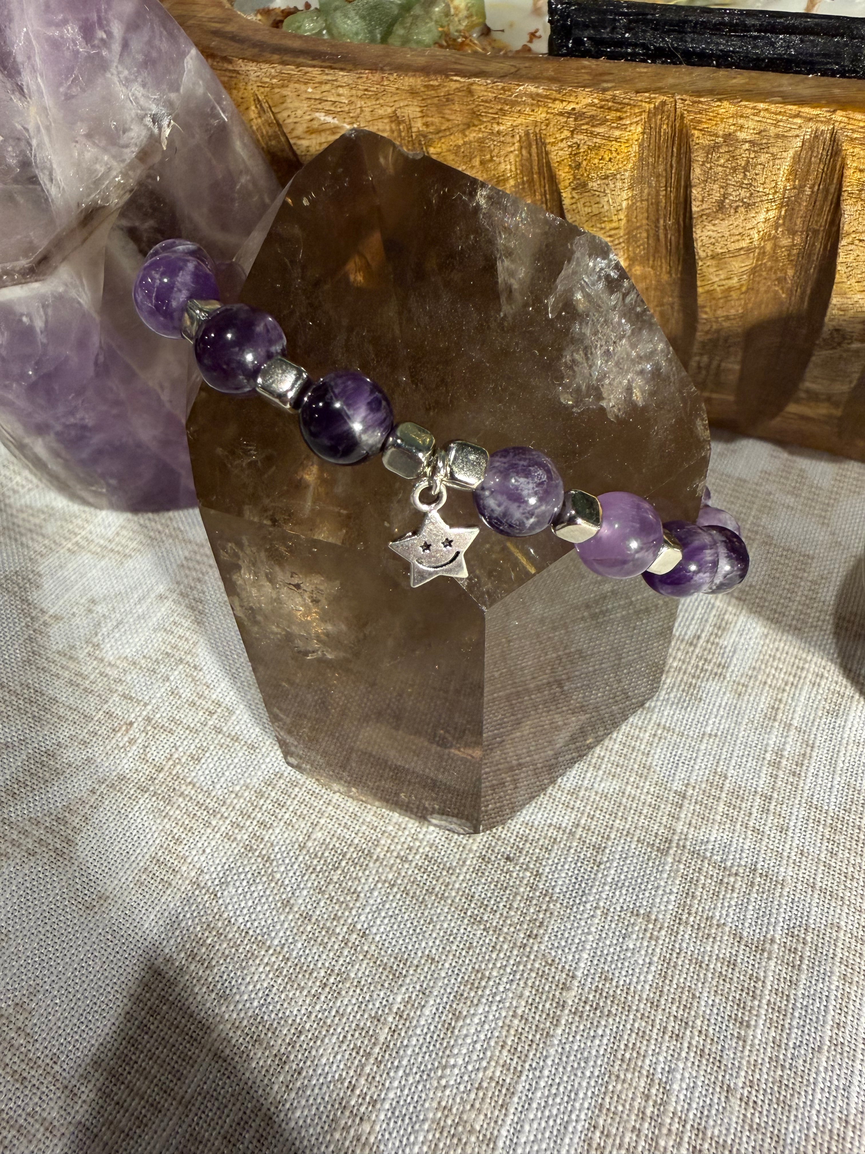 Amethyst 8 inch stretchy bracelet