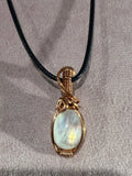 Rainbow moonstone copper wire-wrapped pendant