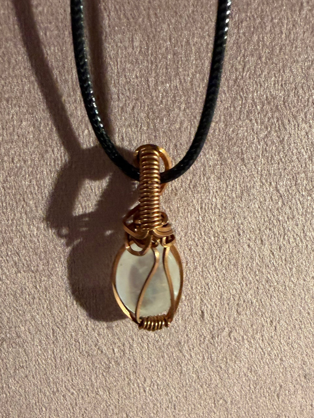 Rainbow moonstone copper wire-wrapped pendant