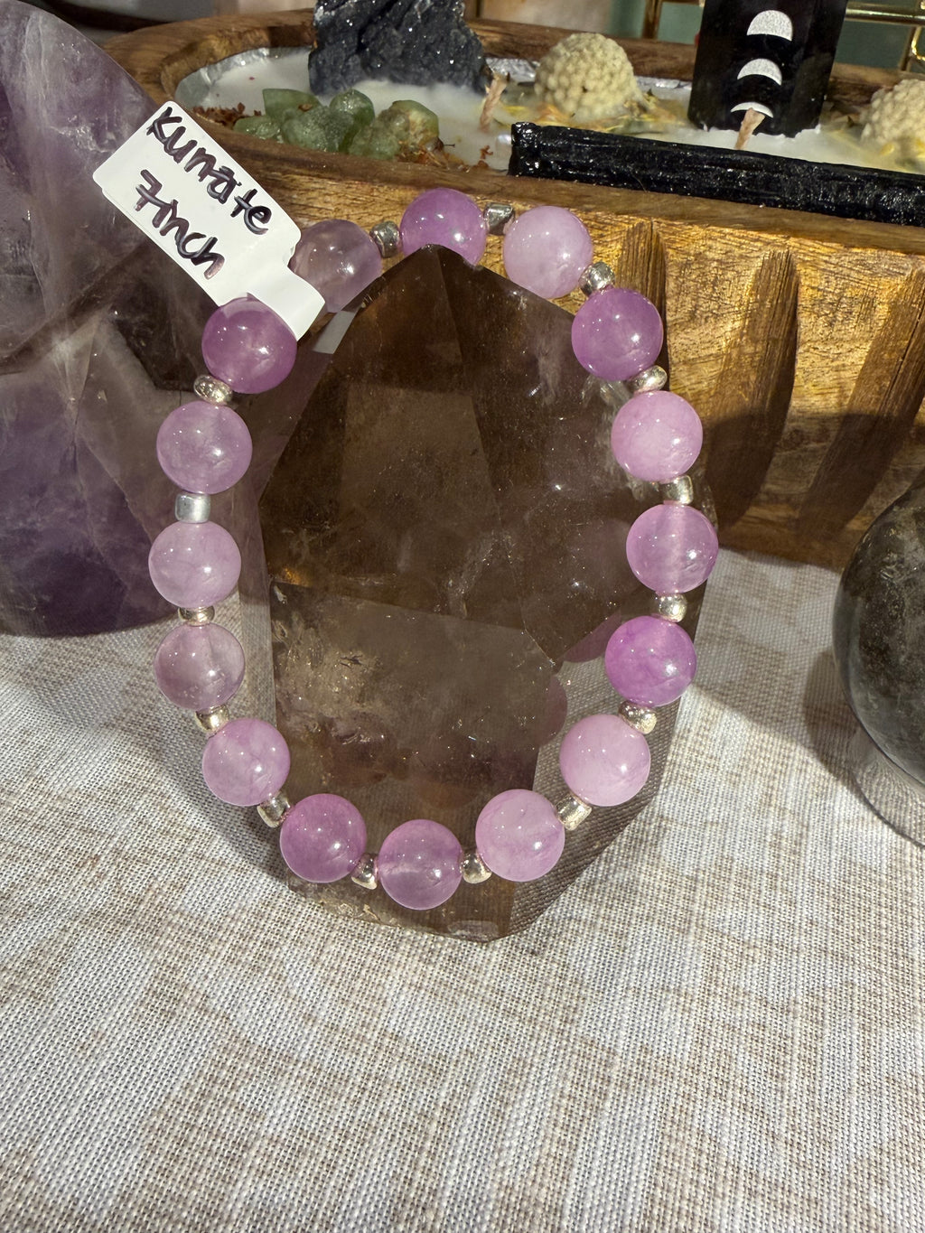 Kunzite 7 inch stretchy bracelet