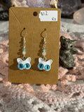 Moonstone beaded white cat earrings