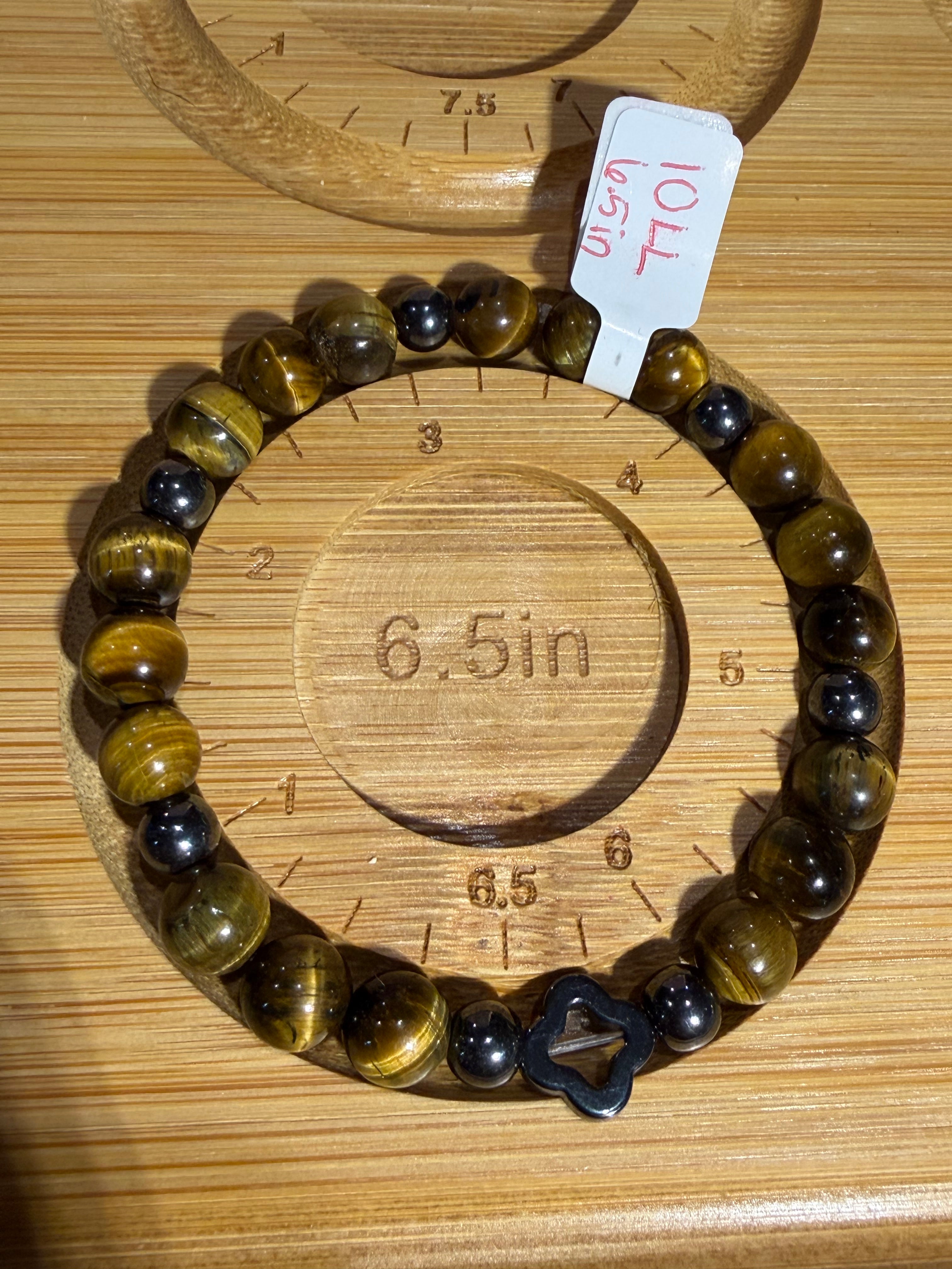 Tiger's Eye & Hematite 6.5 inch beaded stretchy bracelet