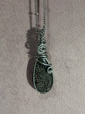 Agatized fossil coral stainless steel wire-wrapped pendant
