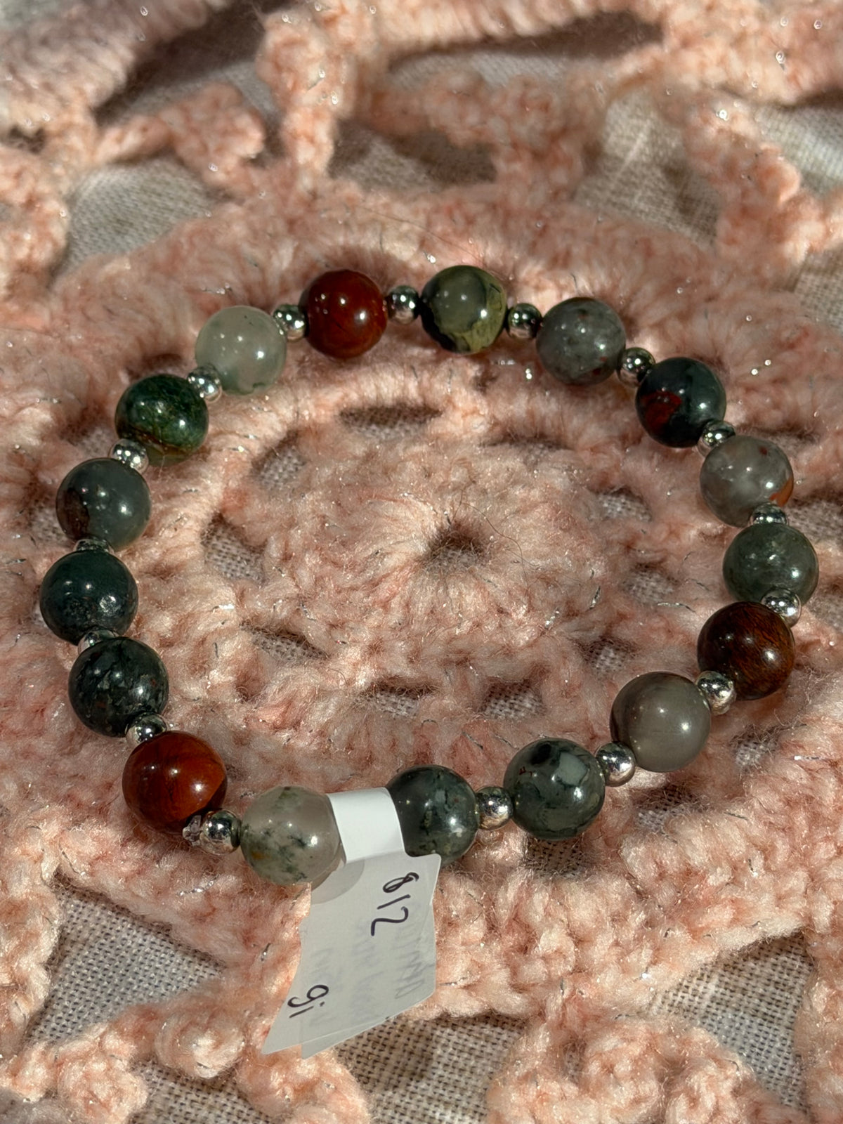 African Bloodstone 6.75 inch stretchy bracelet