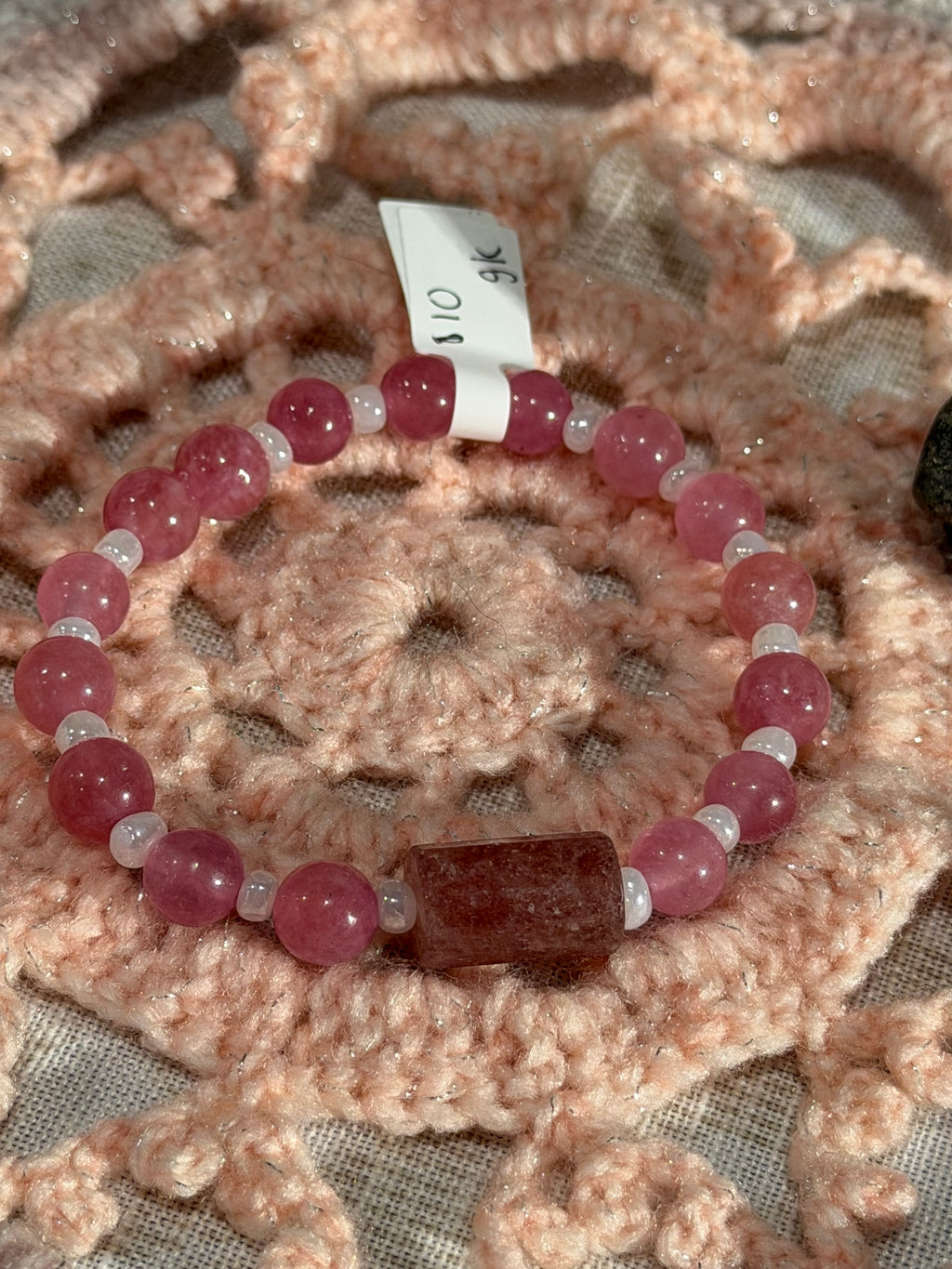Strawberry Quartz 6.5 inch stretchy bracelet