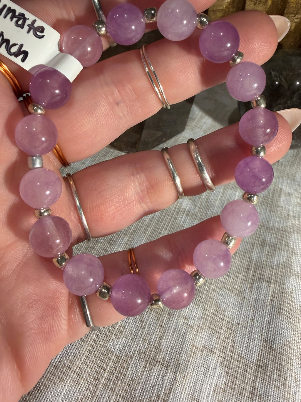 Kunzite 7 inch stretchy bracelet