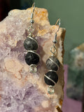 Picasso Jasper & Lava Stone silver-tone copper wire-wrapped earrings