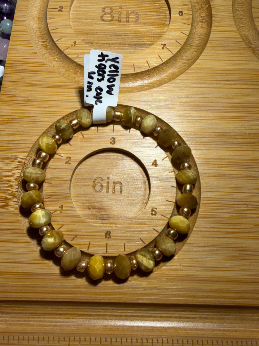 Yellow Tigers Eye 6 inch stretchy bracelet