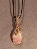 Pink Opal rose gold colored copper wire-wrapped pendant