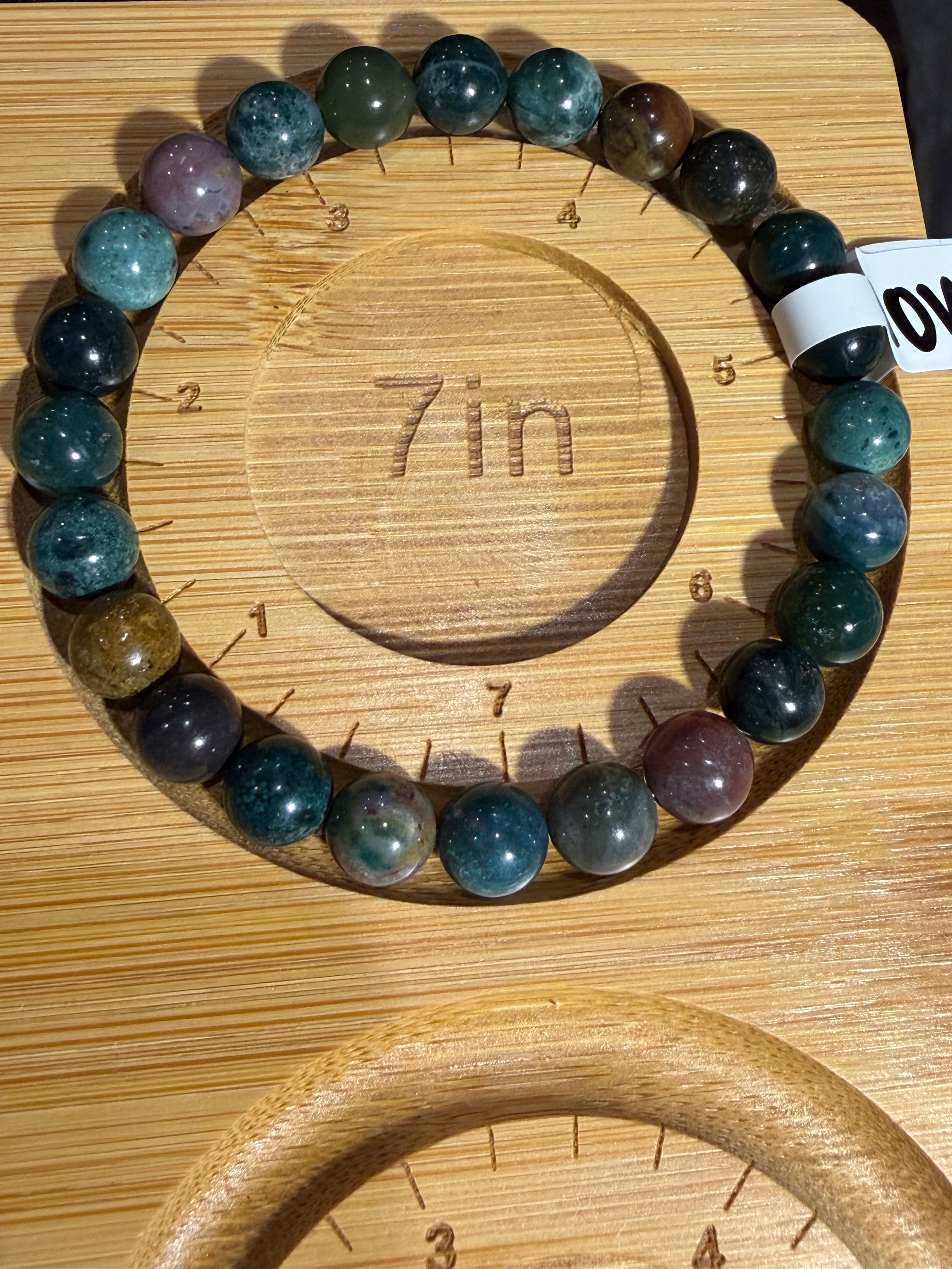 Indian Agate 7 inch beaded stretchy bracelet