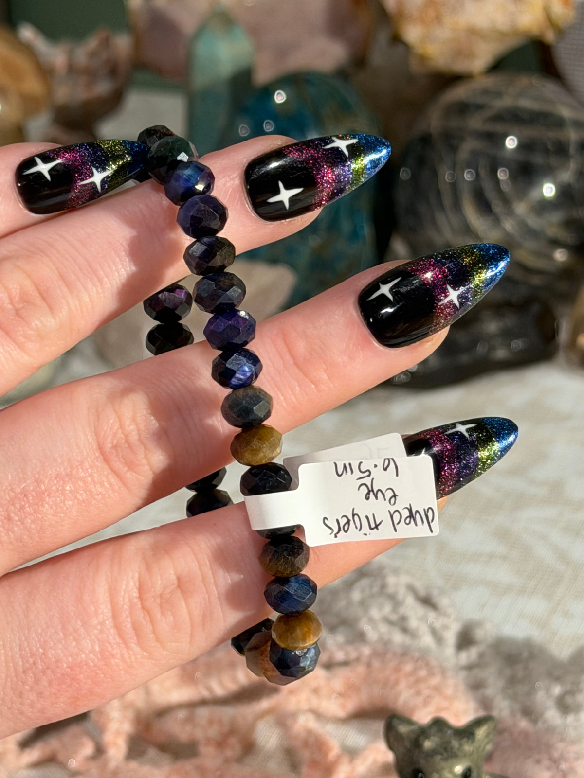 Galaxy dyed Tiger's Eye 6.5 inch stretchy bracelet