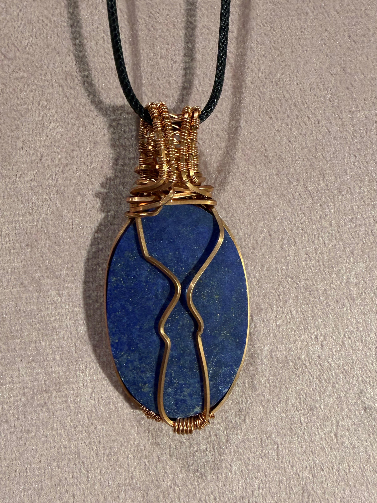 Lapis Lazuli copper wire-wrapped pendant