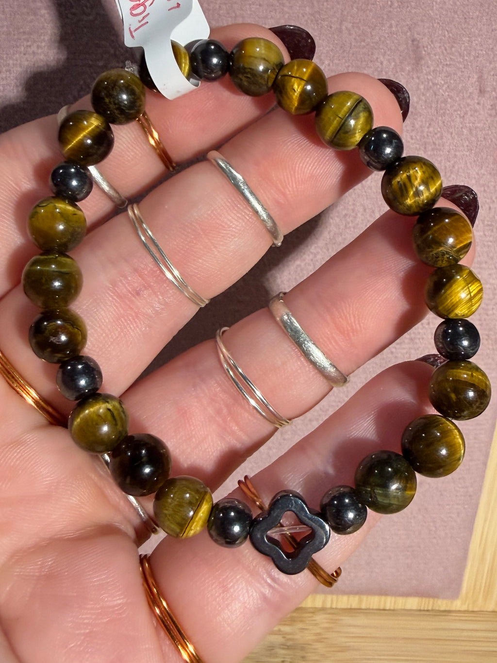 Tiger's Eye & Hematite 6.5 inch beaded stretchy bracelet