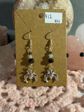 Silver-sheen Obsidian bat dangle earrings