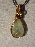 Golden Rutilated Quartz copper wire-wrapped pendant