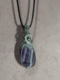 Amethyst stainless steel wire-wrapped pendant