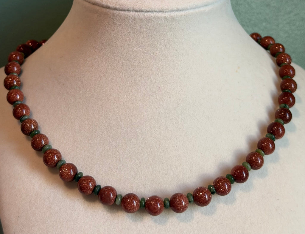 Sandstone & Jade beaded necklace