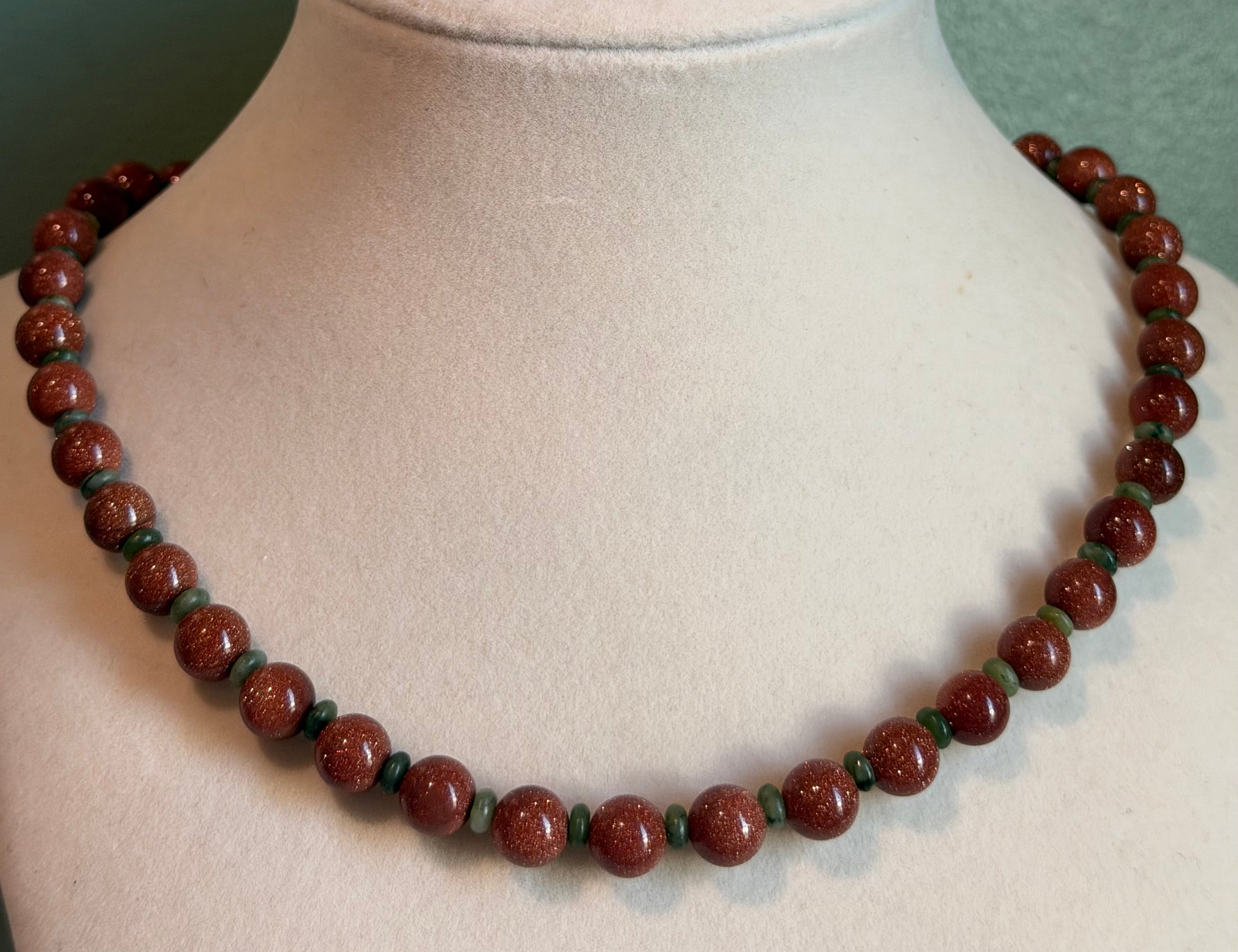 Sandstone & Jade beaded necklace