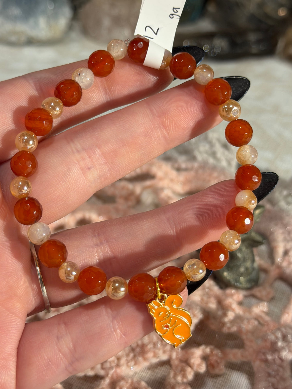 Carnelian 7.5 inch squirrel stretchy bracelet
